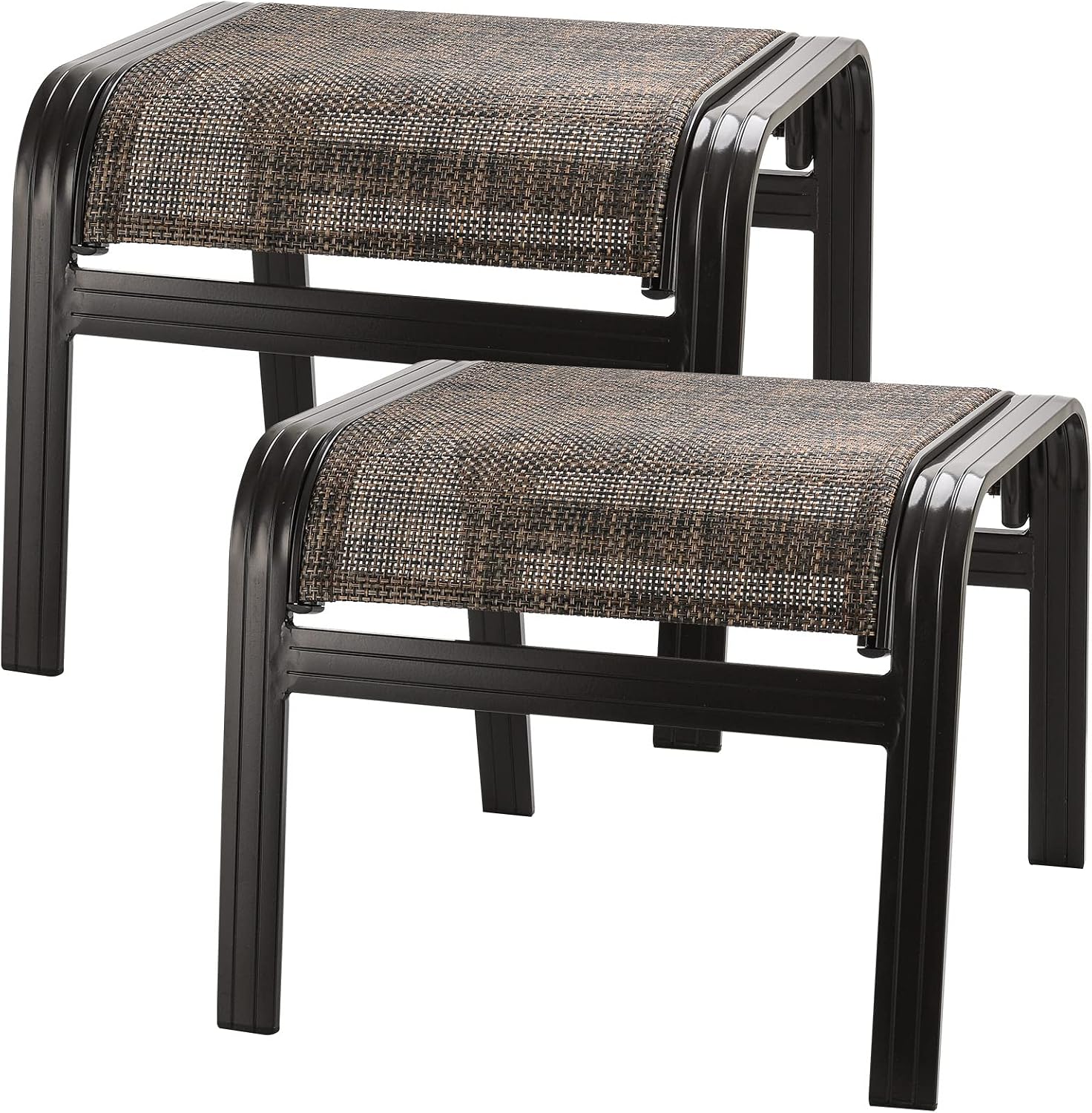 Brown Metal Outdoor Patio Ottoman Footstools