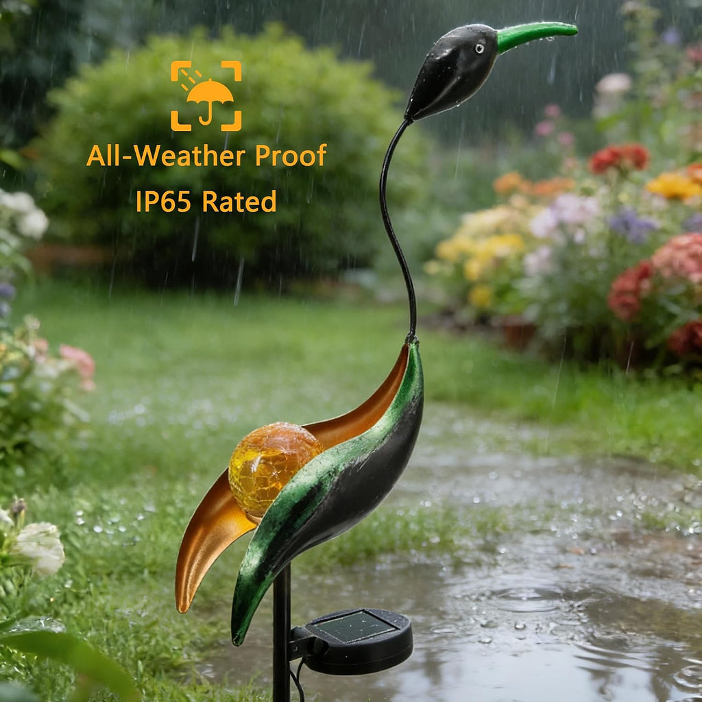 Solar Crane Outdoor Garden Decor Statue
