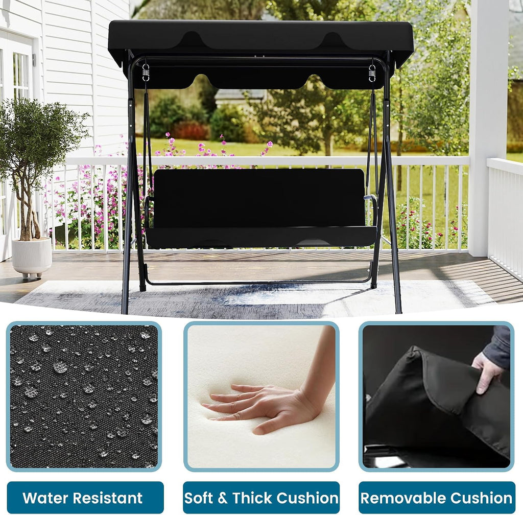 Brown Outdoor Patio Glider Swing Bench