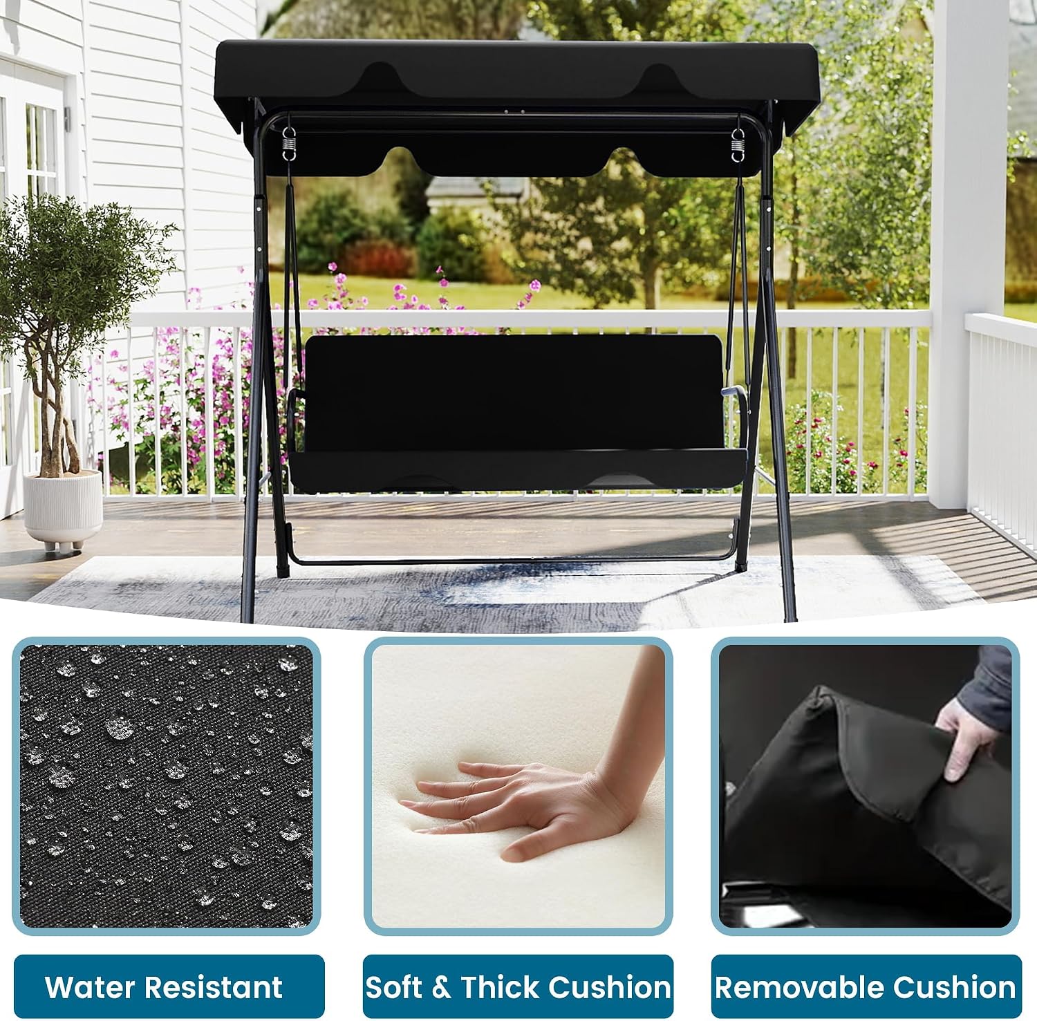 Brown Outdoor Patio Glider Swing Bench