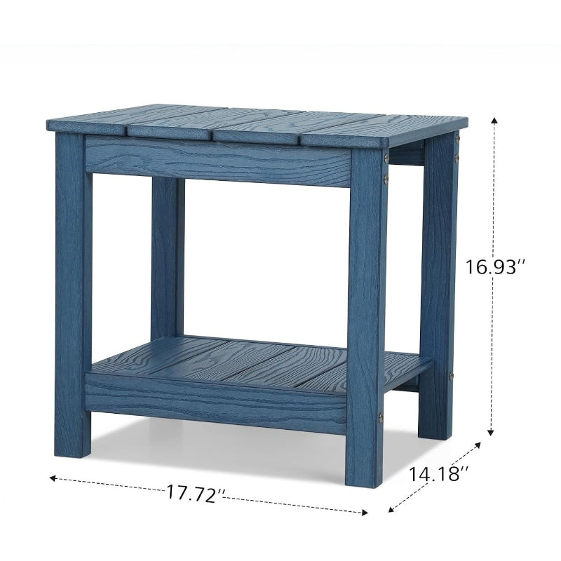 Blue 2‑Tier HIPS Weather‑Resistant Patio Side Table
