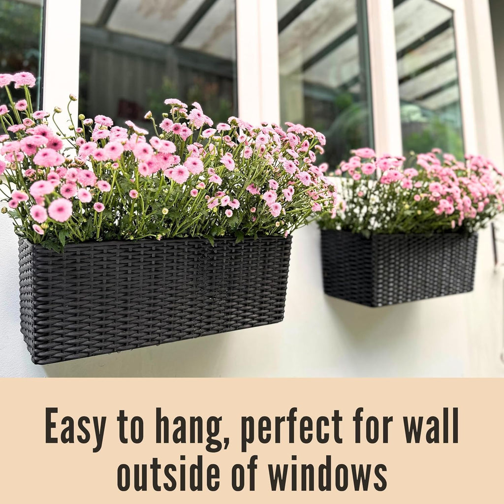 Black Wall‑Mounted Flower Planter Boxes