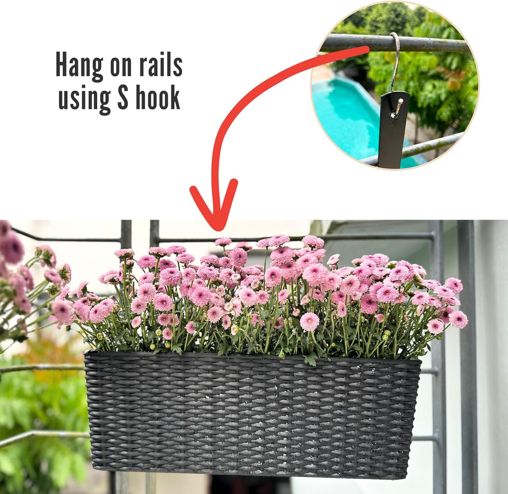 Black Wall‑Mounted Flower Planter Boxes
