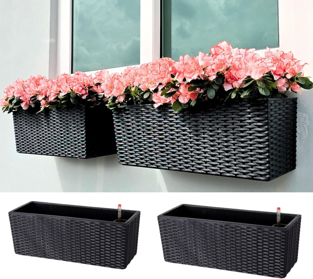 Black Wall‑Mounted Flower Planter Boxes
