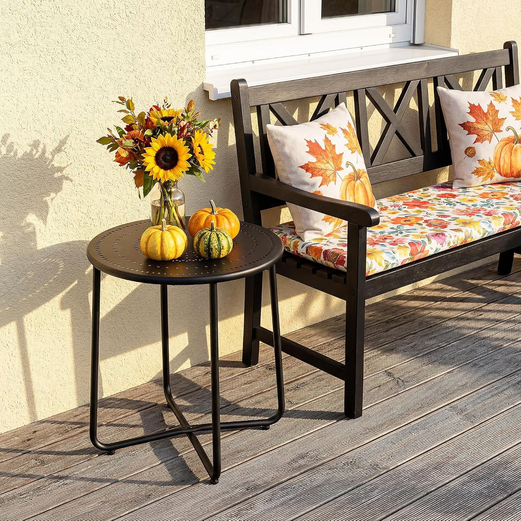 Black Metal Round Outdoor Patio Side Table