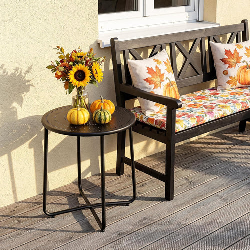 Black Metal Round Outdoor Patio Side Table