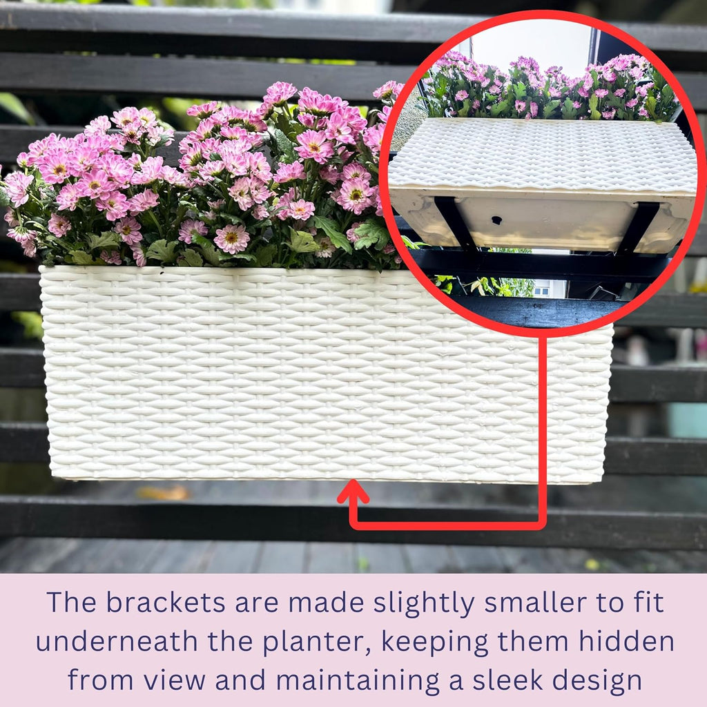 White Railing Self‑Watering Planter Boxes