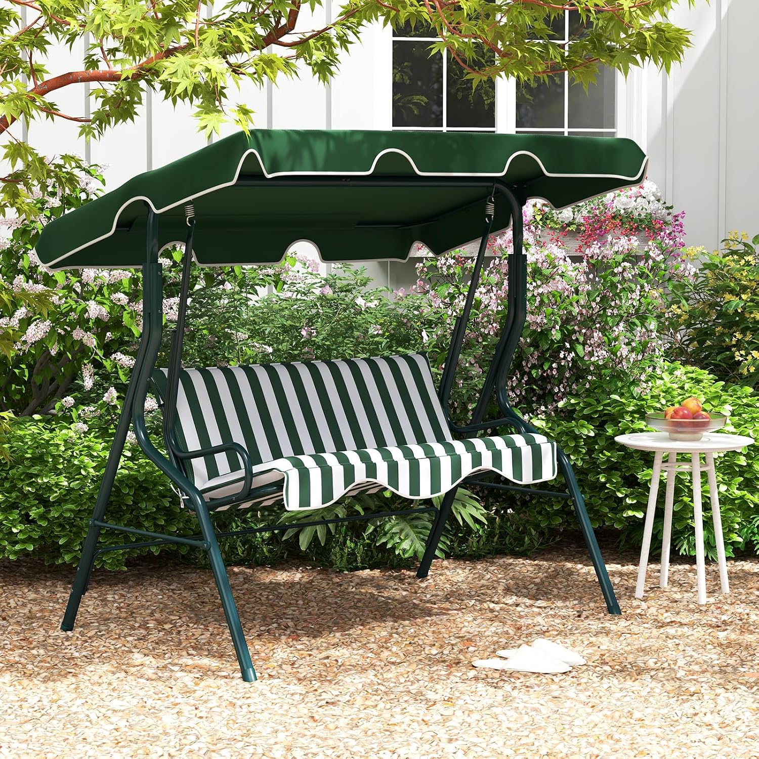 Green 3‑Seat Outdoor Porch Swing