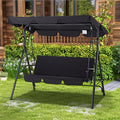 Black 3‑Seat Outdoor Porch Swing Chair