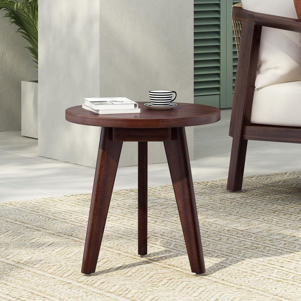 Dark Brown Acacia Wood Round Outdoor Table