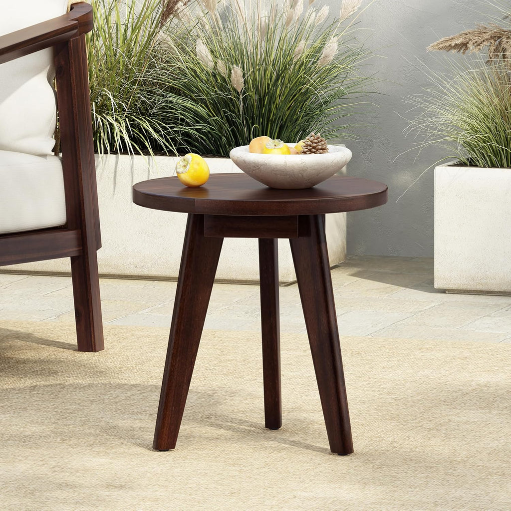 Dark Brown Acacia Wood Round Outdoor Table