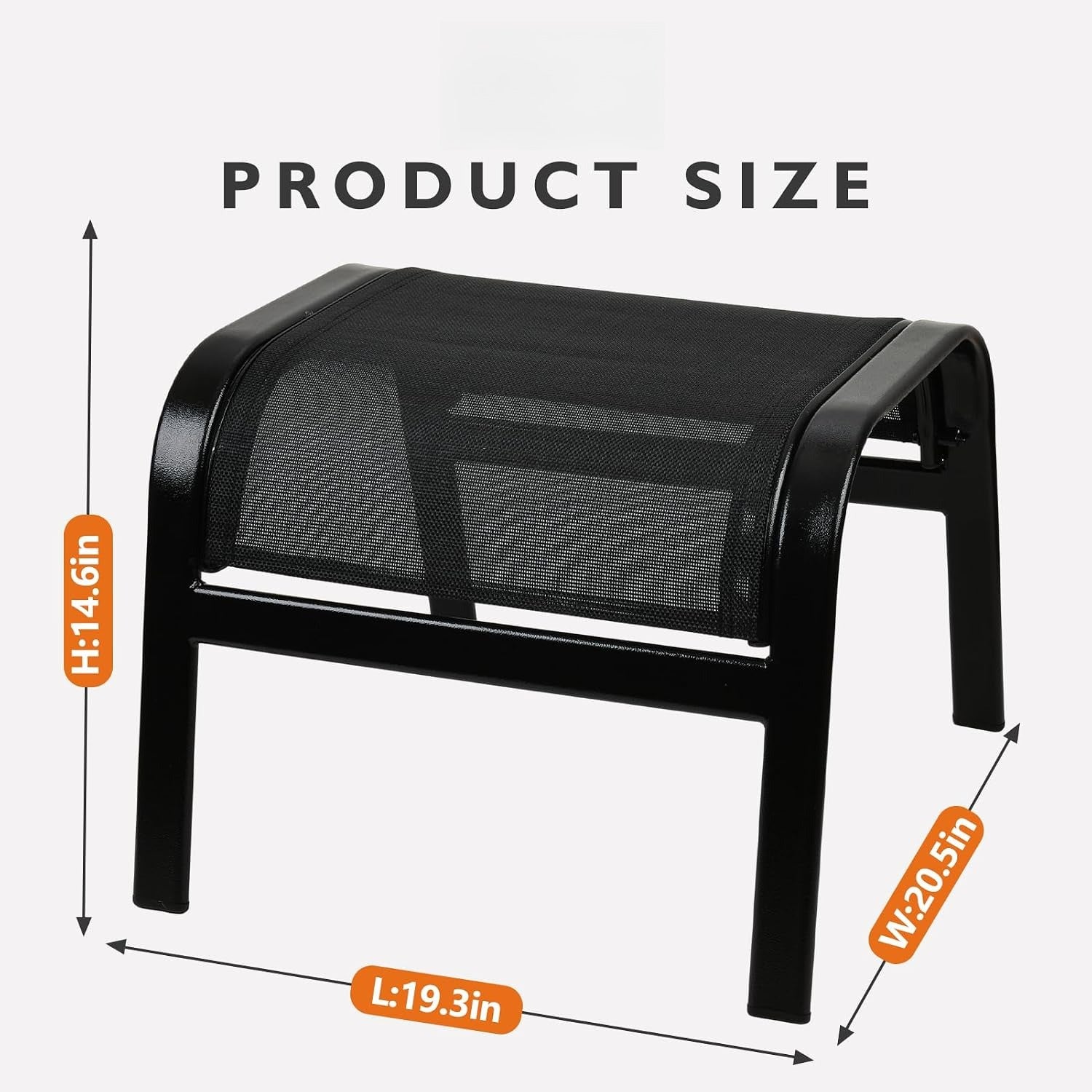 Black Portable Outdoor Patio Ottoman Footstools